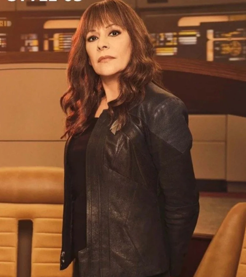star trek picard s03 deanna troi black leather jacket (1)