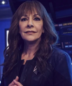 star trek picard s03 deanna troi black leather jacket (1)