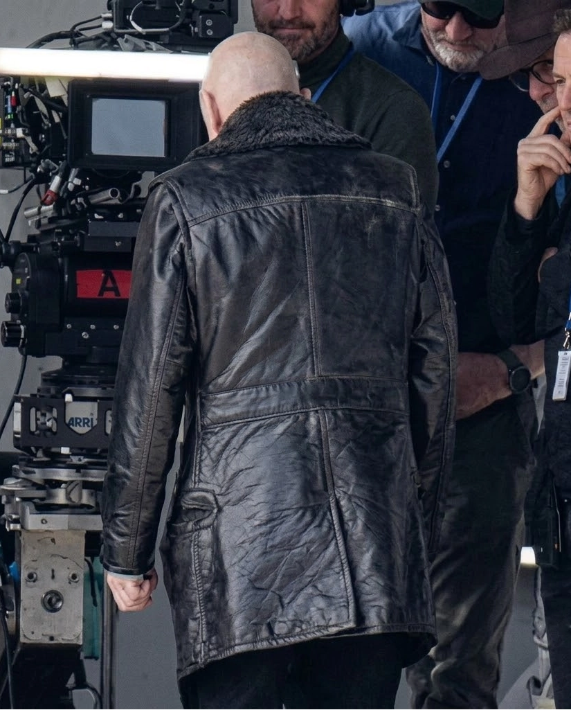 Fred Armisen Wednesday Shawl Collar Black Leather Coat - Image 5