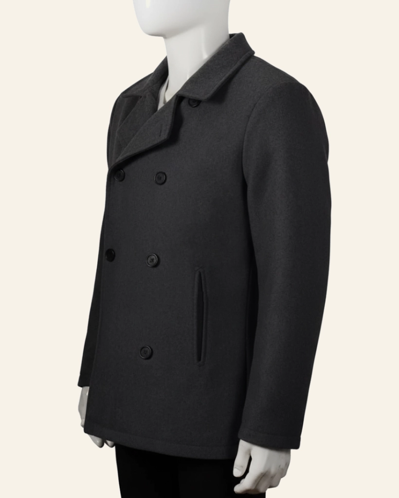 Alternative view of Yellowstone S02 Ryan Bingham Grey Wool Pea Coat