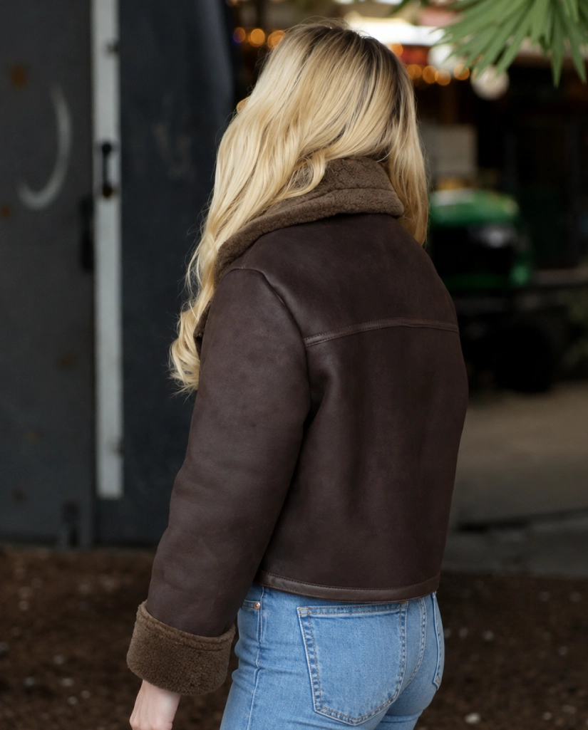 a wild west christmas natalie hall shearling leather jacket