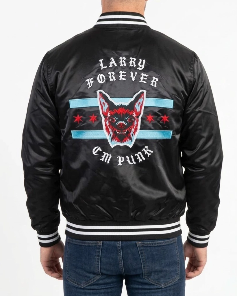 Larry Forever CM Punk Black Satin Jacket - Image 3