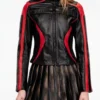New York City Demi Lovato Red/Black Leather Jacket - Image 2