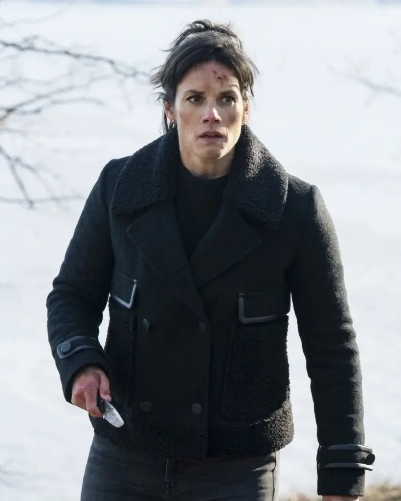 FBI S08 Missy Peregrym Black Wool Peacoat - Image 4