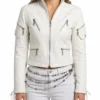 Hannah Montana White Cropped Leather Jacket - Image 2