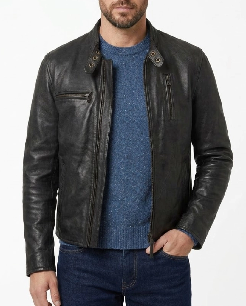 hugh laurie black leather jacket