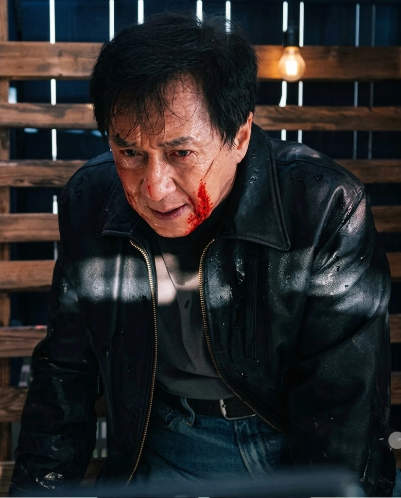 jackie chan black leather jacket