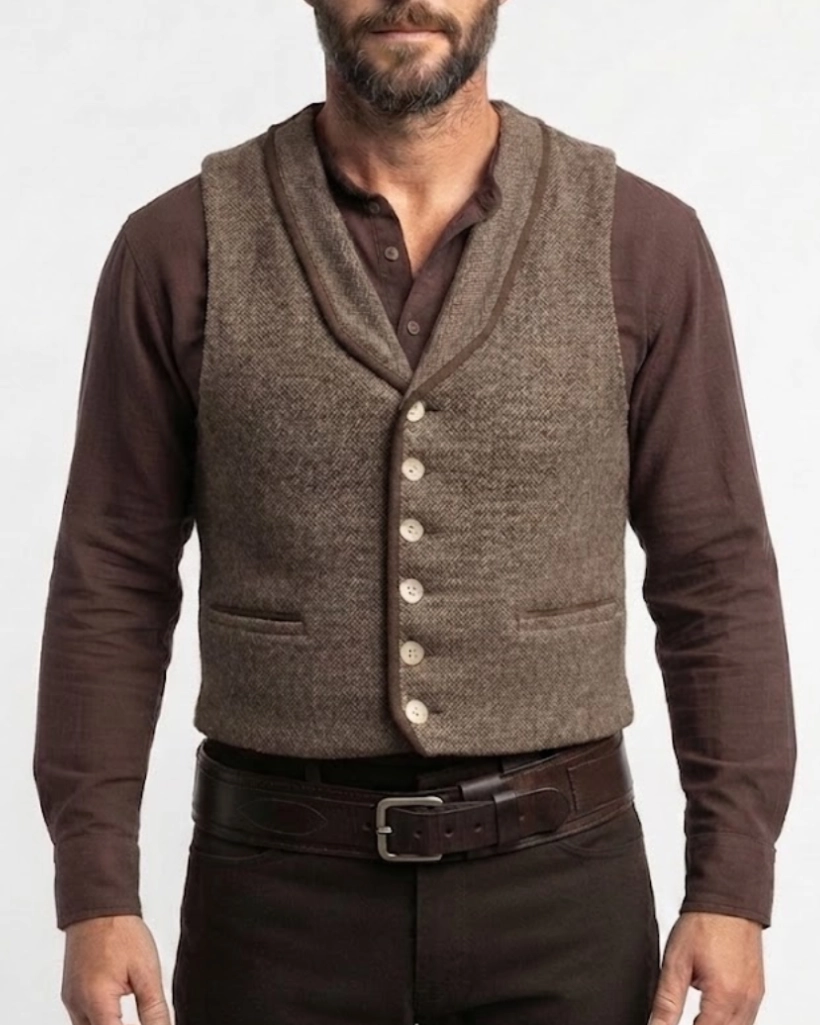 Yellowstone 1883 James Dutton Brown Wool Vest - Image 3
