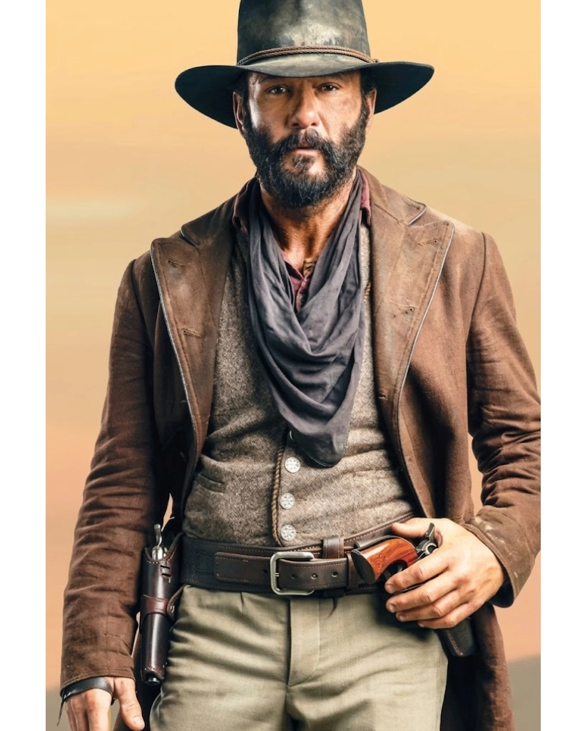 Alternative view of Yellowstone 1883 James Dutton Brown Leather Coat