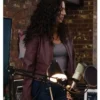 Wild Cards S03 Kaylah Zander Burgundy Leather Jacket - Image 5