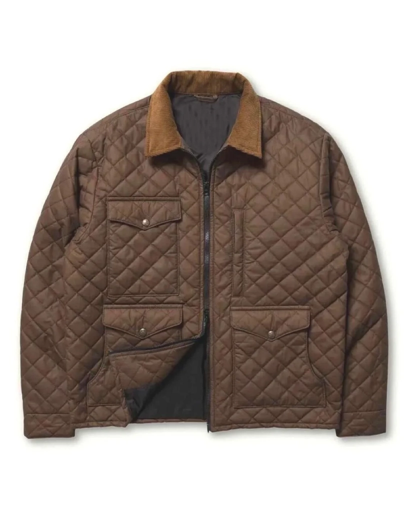 Alternative view of Yellowstone S04 John Dutton Brown Quilted Jacket