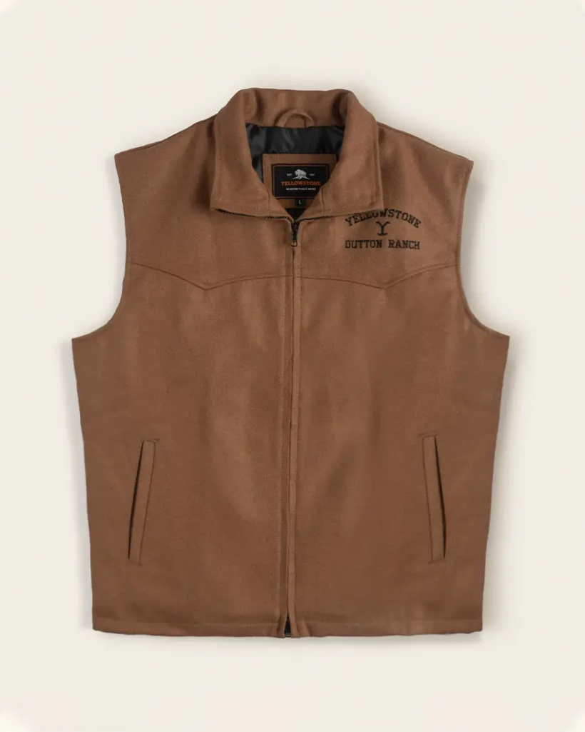 Alternative view of Yellowstone S03 John Dutton Brown Wool Vest