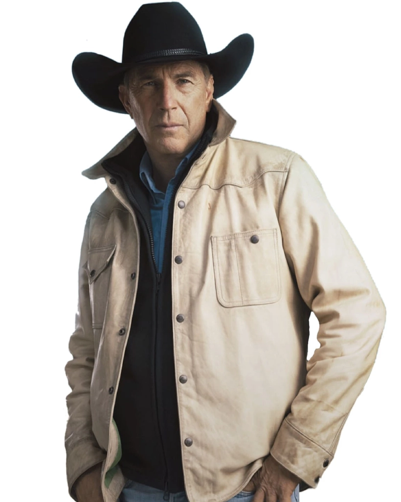 Yellowstone S05 John Dutton White Leather Jacket