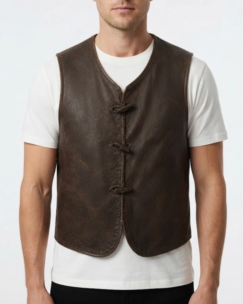 Alternative view of Yellowstone 1883 Josef Brown Leather Vest