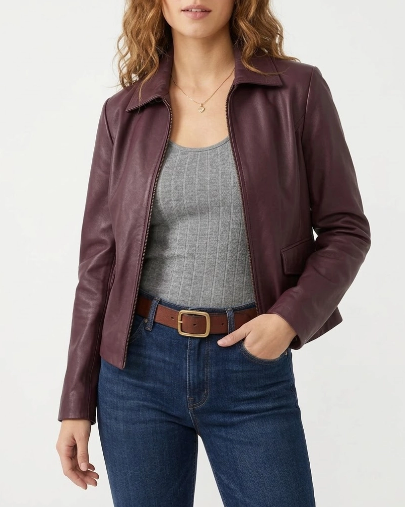 Alternative view of Wild Cards S03 Kaylah Zander Burgundy Leather Jacket