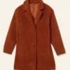 Yellowstone Beth Dutton Orange Shearling Fur Coat - Image 3