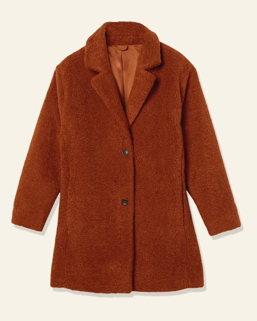 Yellowstone Beth Dutton Orange Shearling Fur Coat - Image 3