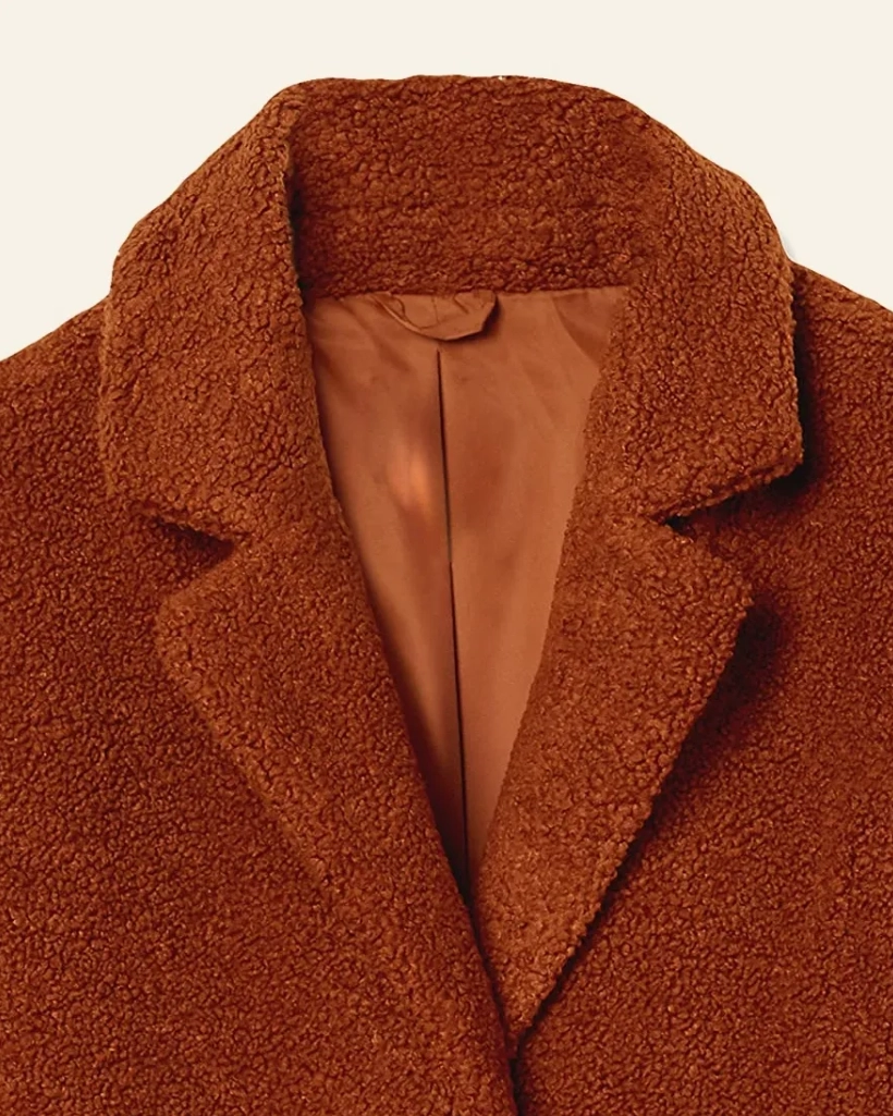Yellowstone Beth Dutton Orange Shearling Fur Coat - Image 4
