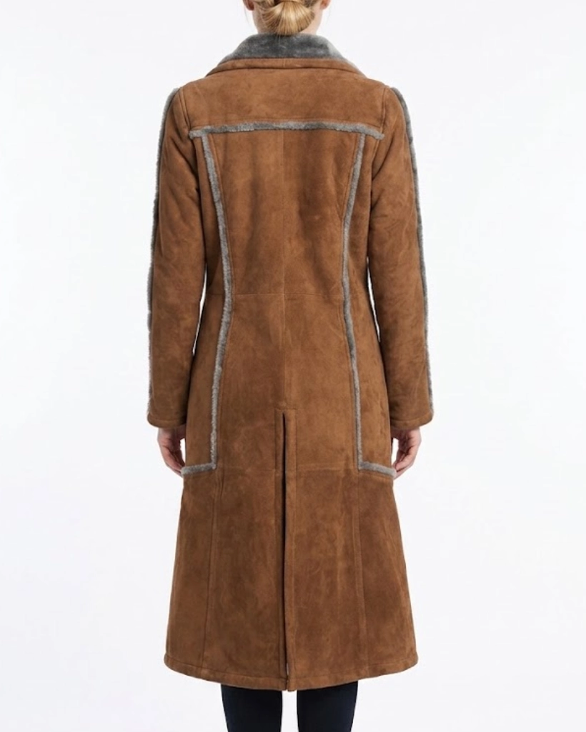 Yellowstone S02 Beth Dutton Brown Suede Leather Coat - Image 3