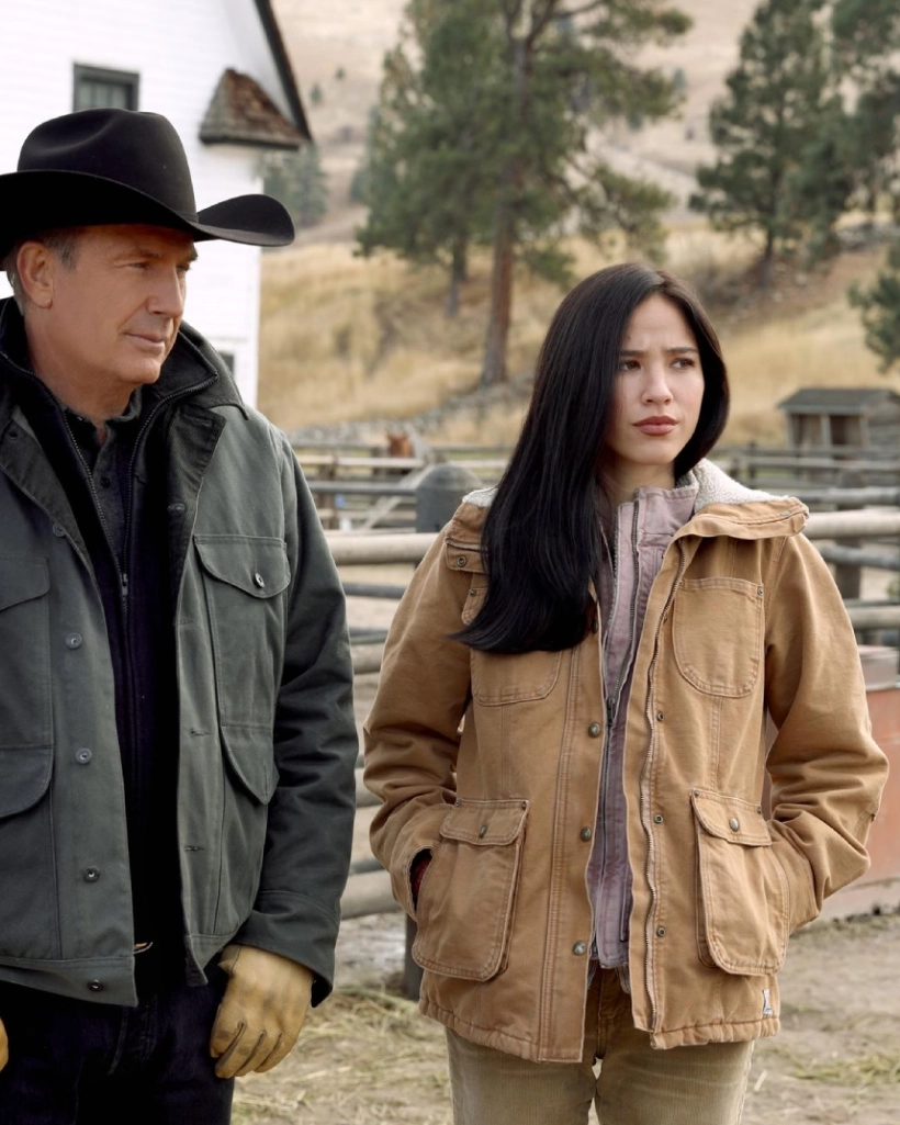 Yellowstone S02 Monica Dutton Brown Cotton Jacket - Image 6