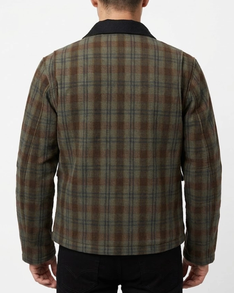 Yellowstone S02 John Dutton Brown Plaid Jacket - Image 3