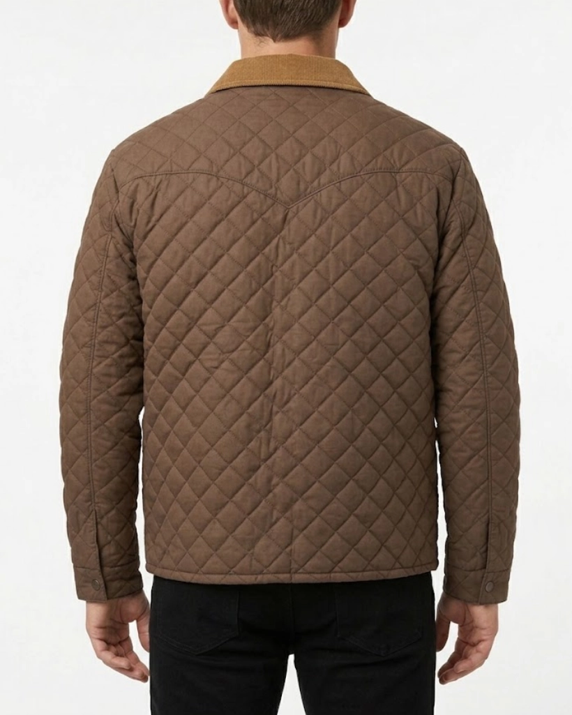 Yellowstone S04 John Dutton Brown Quilted Jacket - Image 3