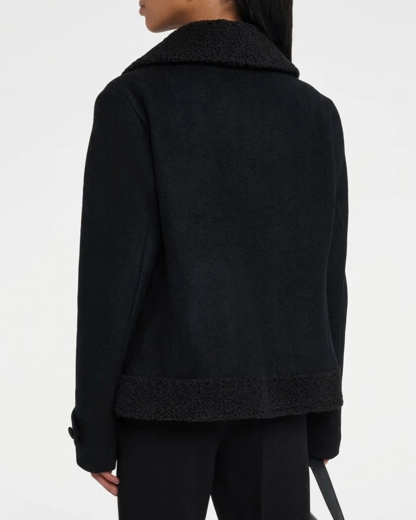 FBI S08 Missy Peregrym Black Wool Peacoat - Image 3