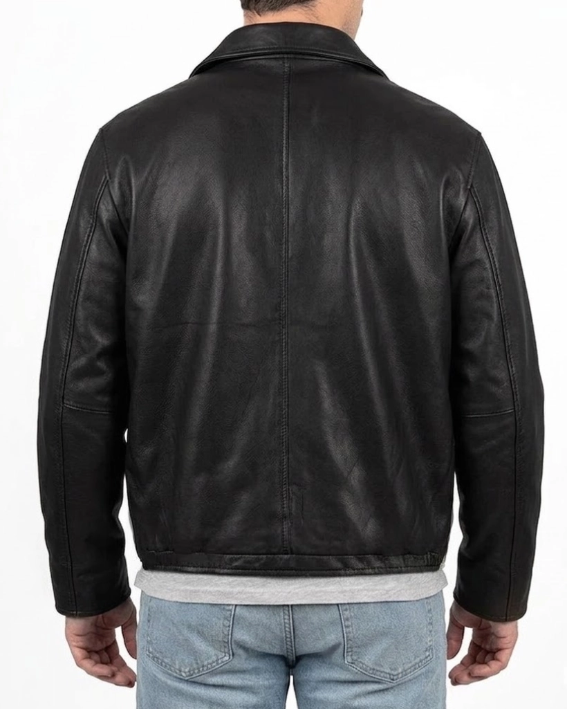 Police Per Jete Nik Xhelilaj Black Leather Jacket - Image 3
