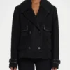 FBI S08 Missy Peregrym Black Wool Peacoat - Image 2