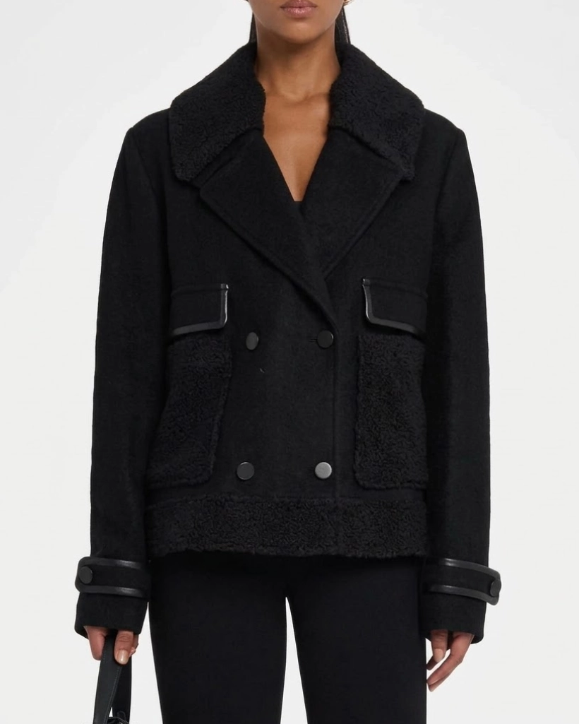 Alternative view of FBI S08 Missy Peregrym Black Wool Peacoat