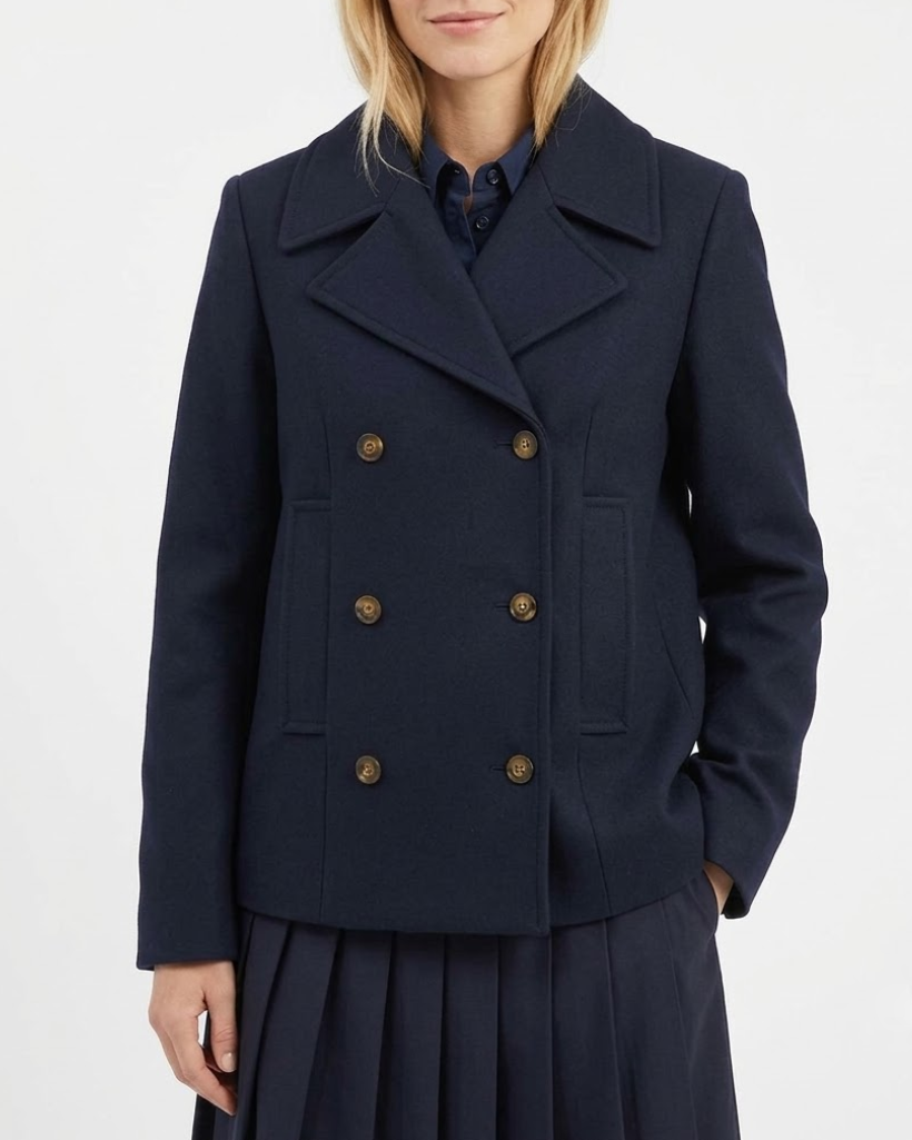 Alternative view of NY City 2026 Gwyneth Paltrow Navy Wool Peacoat