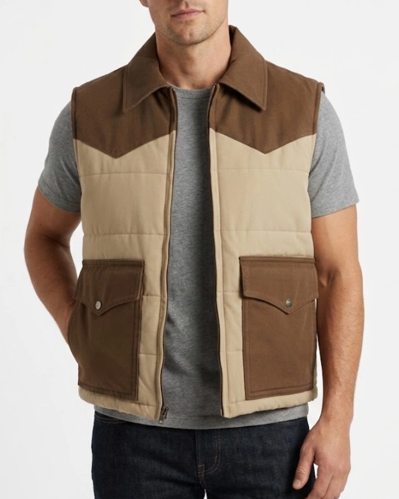 Alternative view of Yellowstone S03 Ryan Brown Quilted Parachute Vest