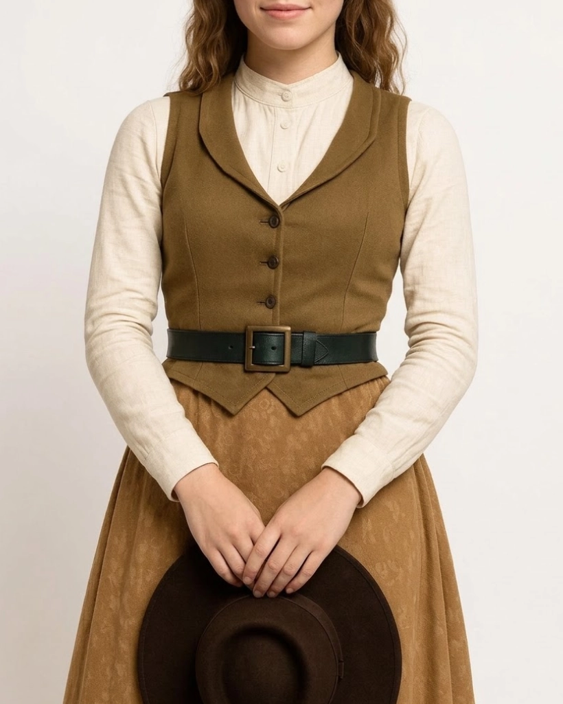Alternative view of Yellowstone 1883 Margaret Dutton Brown Wool Vest