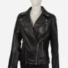 Yellowstone S04 Beth Dutton Black Biker Leather Jacket - Image 3