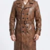 Yellowstone Origin 1883 James Dutton Brown Leather Trench Coat - Image 2