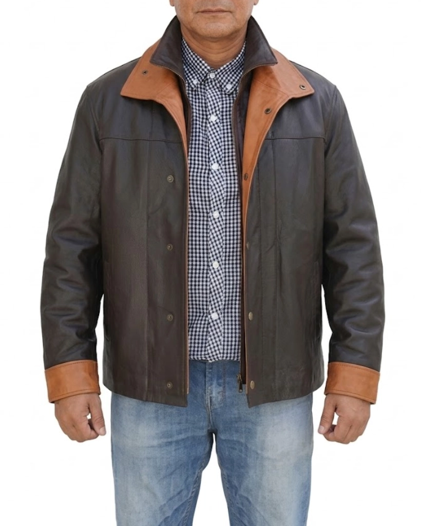 Alternative view of Yellowstone S02 Thomas Rainwater Brown Leather Jacket