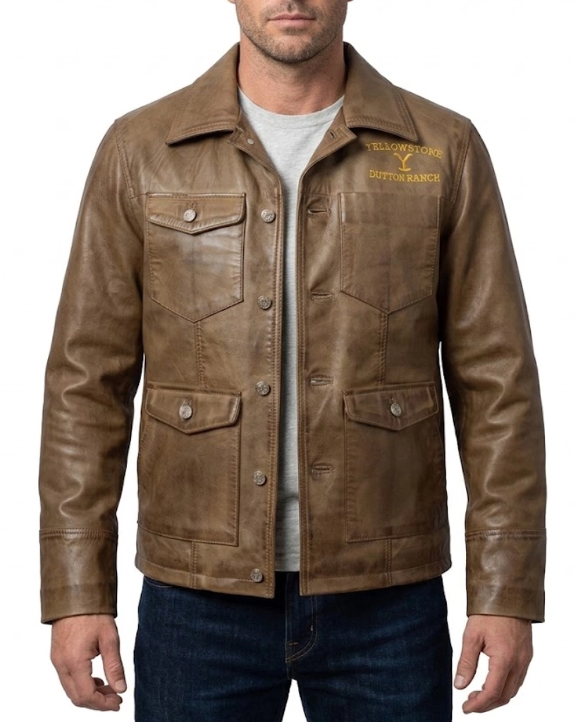 Alternative view of Yellowstone Season 3 Ryan Brown leather Jacket