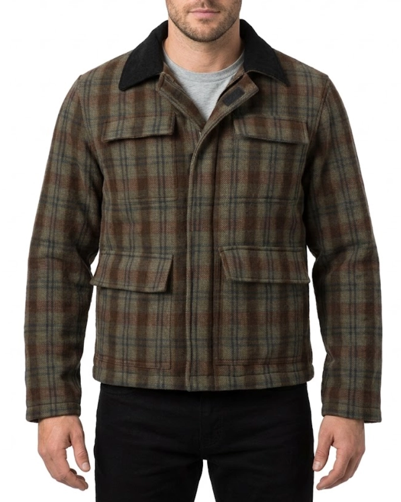Alternative view of Yellowstone S02 John Dutton Brown Plaid Jacket