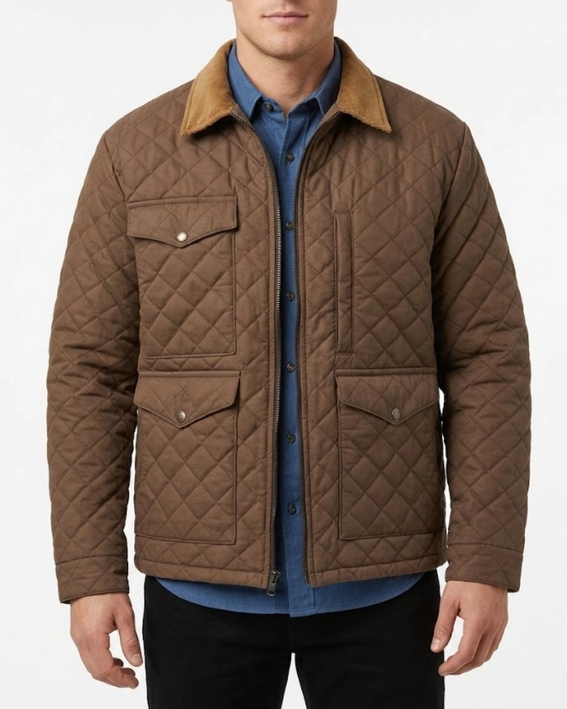 Alternative view of Yellowstone S04 John Dutton Brown Quilted Jacket